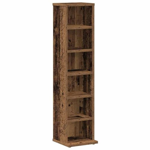 vidaXL CD-Regal Altholz-Optik 21x20x88 cm Holzwerkstoff, CD-Schrank, CD-Ablage, Standregal, Regalschrank, CD-Lagerregal, Regal, Lagerregal