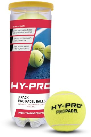 Hy-Pro Palline da padel – Confezione da 3, alta visibilità, resistenti, ideali per allenamento e tornei, giallo