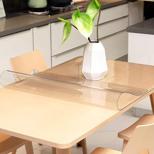Kristallklare, weiche Glastisch-Schutzfolie, transparente Tischmatte für Couchtische, Esstische und Schreibtische, 1,2 mm dick, 135 x 200 cm, ideal zum Schutz Ihrer Einrichtung