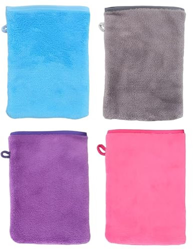 LIURFLNC 4 Stück Waschlappen, Mikrofaser Waschlappen Frottee, Baumwolle Waschhandschuhe, Starke Wasseraufnahme Waschhandschuh Wiederverwendbare Gesichtshandschuh (14 x 21cm)