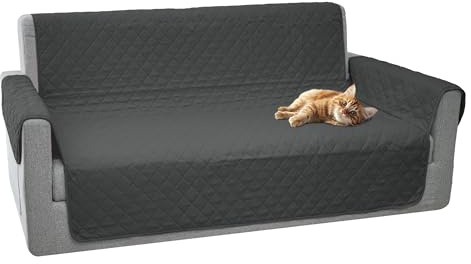 Comart - Housse de Canapé Majestic - avec Accoudoirs - Housse Matelassée - Réversible - Anti-Rayures - pour Chiens et Chats - Lavable en Machine - Antidérapant - Gris - Canapé 2 Places