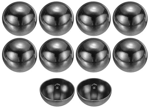 sourcing map Runde flache Metallknöpfe, 40 l, 25 mm, Einzelloch, Ersatzknöpfe für Männer und Frauen, Anzug, Wolle, Mantel, Hemd, Hosen, Nähen, Handwerk, Schwarz, 10 Stück