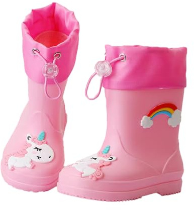 Stivali di gomma per bambini Stivali da pioggia per bambini leggeri stivali di gomma per bambini, stivaletti riflettenti per ragazze stivali da pioggia, a, 22 EU