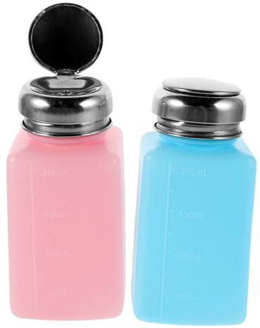 Alipis 2pcs Press Type Liquid Dispenser Bottles 200ml Anti Static Refillable Alcohol Solvent Pump Bottles Push down Pump for Professional Use