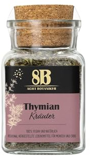 Acht Botaniker vom Hof Bodengut – Kräutermischungen aus naturbelassenen Zutaten – Handgemacht in Deutschland – Ohne Zusatzstoffe – Vegan und nachhaltig verpackt, Thymian 32g Glas