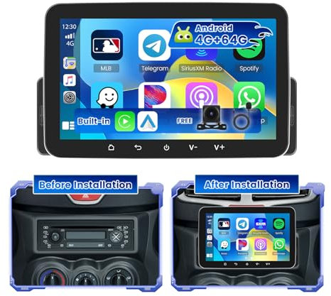 Hikity 4G+64G Autoradio 1 Din Android 15, Wireless CarPlay e Android Auto, 7 Touch Screen Radio Bluetooth 1 Din con GPS WiFi RDS/FM SWC Telecamera Posteriore + Microfono