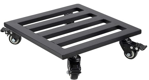 Robuster Pflanzkorb mit Rollen, Metall, für drinnen und draußen, 34 cm, quadratisch, mit feststellbaren Lenkrollen, hält bis zu 180 kg Pflanzgefäß, schwarz, 2025 Garten-Pflanzgefäße (B, Einheitsgröße)