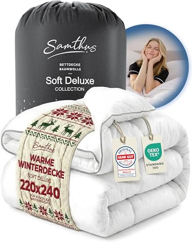 Samthus Premium Bettdecke 220x240cm weiche Steppdecke - Winterdecke | Oeko-Tex & Dermatest zertifizierte Schlafdecke - kuschelige Zudecke mit Aussenhülle aus 100% Baumwolle - Blanket Duvet