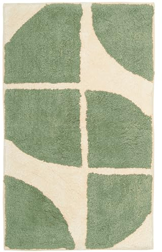 Olivia Rocco Stockholm Bath Mat Non Slip Backing Super Soft Water Absorbent 100% Cotton Blend Mats Quick-drying Bathroom Toilet Floor Rug 50 x 8 cm, Green