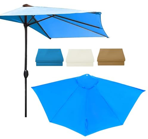 Telo Di Ricambio Per Ombrellone Mezzaluna 270cm 5 Braccia, Impermeabile Copertura Per Ombrellone In Tessuto Di Ricambio, Baldacchino Di Ricambio Ombrellone Giardino Patio Balcone Spiaggia(Blue)