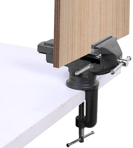Amesor Tornillo de Banco con Sujeción | Tornillo De Banco Para Carpintería | Base Giratoria 360 Grados para Taladrar Fresar Soldar Carpintería y Mantenimiento