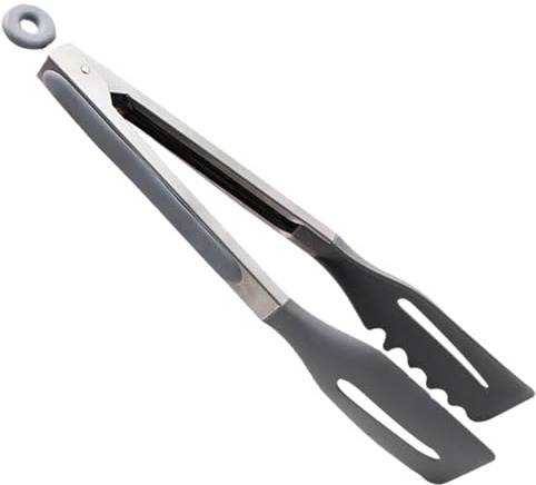 Pince à Barbecue en Acier Inoxydable et Silicone, Résistante | Grillades et Pique-niques Extérieur, Nettoyage Facile, Rustique et Support Robuste