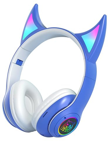 Genérico Auriculares inalámbricos supraaurales,Auriculares inalámbricos supraaurales | para Estudiantes con Orejas de Gato Devil, Deportivos Ligeros, Auriculares para estudi