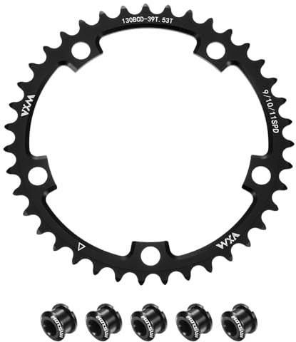 QUARKZMAN 39T 130BCD Fahrrad Kettenblatt Set Rund Schmal Breit Kettenblatt | Kettenrad, Aluminium, Einzelnes, Mit Doppelten Runden 5 Bolzen, Für Rennrad Fahrrad 9 10 11 Gang Ketten