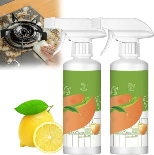 Fly Cleaner Natural Formula Appliances, Electrolyzed Ion Kitchen Cleaner Spray, Kitchen Appliance Cleaner, Heavy Oil Stain cleaner For Hold, Oven, Stove, Range Hood, Remove Dirt (2pc)