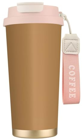 Unique Customized Coffee Mug - Insulated Stainless Steel Tumbler for Travel, Home & Office - 17 oz Brown Pink
