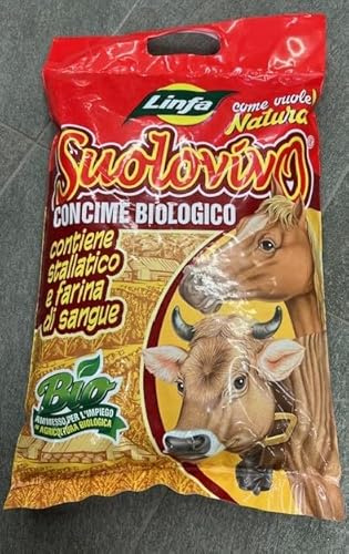 Linfa Suolovivo Concime Biologico, Organo-Minerale, Microgranuli, con Stallatico e Farina di Sangue, 4 Kg