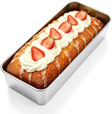Jogoico Molde de Acero Inoxidable para Pan (1 Pieza) – Gran Molde Rectangular para Bizcocho y Repostería (32 x 14 x 6 cm) Bandeja de Hornear Inox para Pan Casero, Tartas y Lasaña