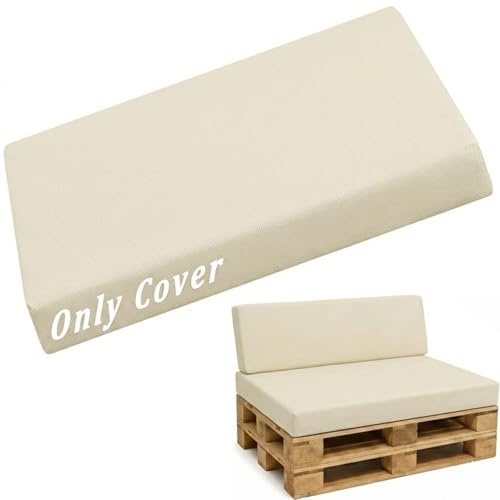 Generisch Ersatz Bezug für Palettenkissen 120×80 60×40 120×60 120×40, Wasserabweisende Hülle für Palettenmöbel Outdoor mit Reißverschluss, Palettensofa Bezug Keilform(Beige,Seat 60x120cm)