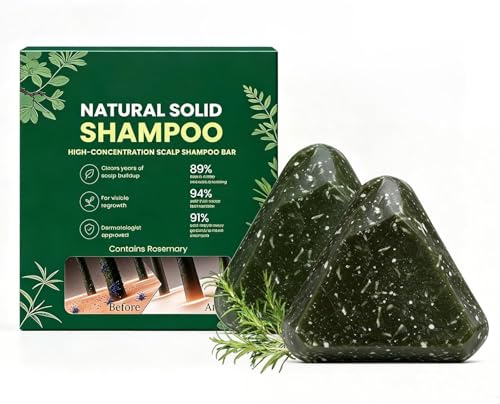 2 Stück Korean Scalp Revival Bar mit Rosmarin & Aminosäuren, Anti-Verdünnungs-Shampoo-Riegel, feuchtigkeitsspendende Kopfhaut-Kräuterpflege für alle Haartypen