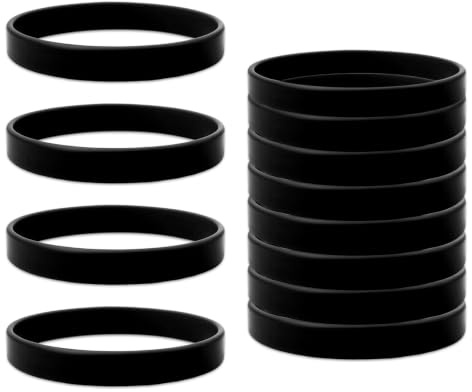 12 PCS Silicone Bracelets, Wristbands Black Rubber Bracelets Solid Color Blank Wristbands Anti-Static Wristband Unisex for Games Party Favors Sports Teams Events