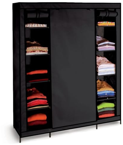 ProBache - Armoire de rangement penderie pliable vêtements en tissu noir dressing XXL