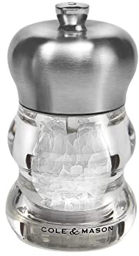 Cole & Mason H307092P Ascot Salt Mill, Precision+, Stainless Steel/Acrylic, 100 mm, Single, Includes 1 x Salt Grinder