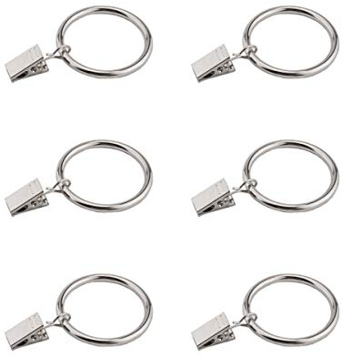 Clip per tendine d'argento con gancio, Coideal 30 pezzi Parapetto per metallo antiruggine / clip per gancio con occhielli per tenere tende pesanti Set di aste e tende (38mm)