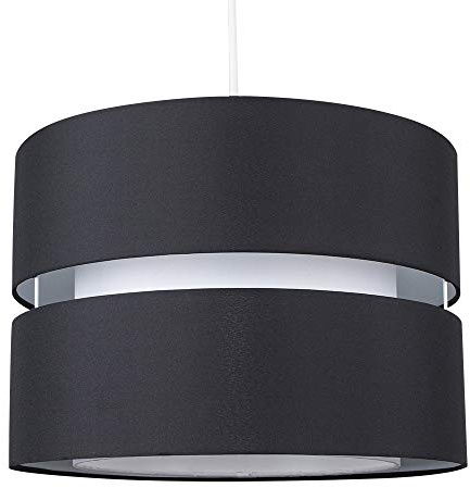 MiniSun | Modern Large 2 Tier Black and White Ceiling Light Shade | Pendant Lights, Home Décor & Improvement Essential | Includes 10W LED Bulb [3000K Warm White] | 35cm Shade Width