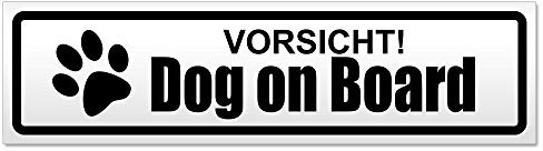 Kiwistar Magnetschild Vorsicht! Dog on Board - 30cm Schwarz - magnetisch für Auto PKW Kfz - wiederverwendbares Hinweisschild aus Magnetfolie - für Fahrzeug, Truck