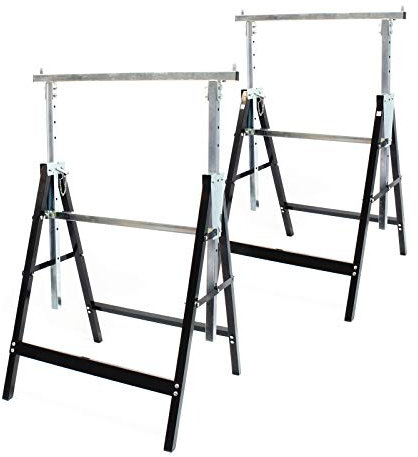 Wiltec 2X Cavalletti per ponteggi Telescopici Richiudibili Altezza Regolabile 80-130cm Max 200kg Cantiere