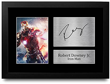 HWC Trading Robert Downey Jr A4 Gerahmte Signiert Gedruckt Autogramme Bild Druck-Fotoanzeige Geschenk Für Iron Man The Avengers Filmfans