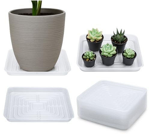 Lot de 20 soucoupes carrées pour pots de fleurs - 30,5 cm - Soucoupes transparentes pour extérieur et intérieur - Soucoupes pour pot de fleurs - Soucoupes pour récupérer l'eau - 50,8 cm, 30,5 cm