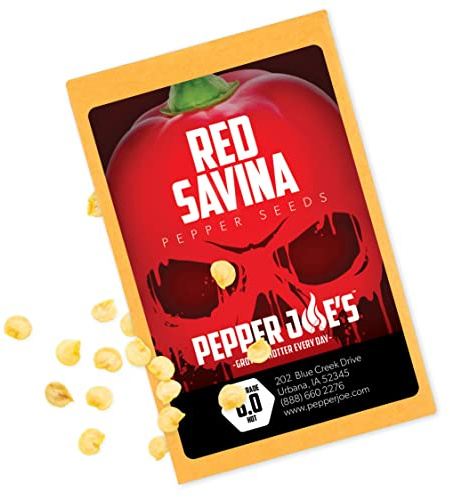 Pepper Joe’s Red Savina Habanero Pepper Seeds ­­­­­– Pack of 10+ Hot Habanero Chili Pepper Seeds – USA Grown ­– Premium Non-GMO Red Savina Seeds for Planting in Your Garden