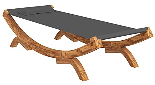 Festnight Hängematte Saunaliegen Kippliegen Gartenliege Holz Liegeinsel Outdoor Terrassenliege Sonnenliege Kippliege 100x188,5x44 cm Bugholz Massiv Anthrazit