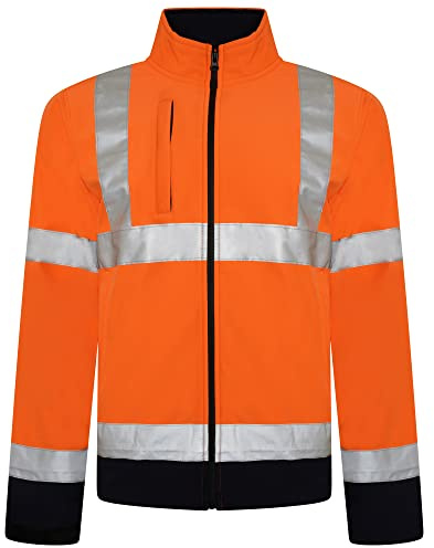 Sam Caan® Veste Softshell Hi Vis Hommes Haute visibilité Viz Réfléchissant Imperméable Manteau de chantier de sécurité Vêtements de travail