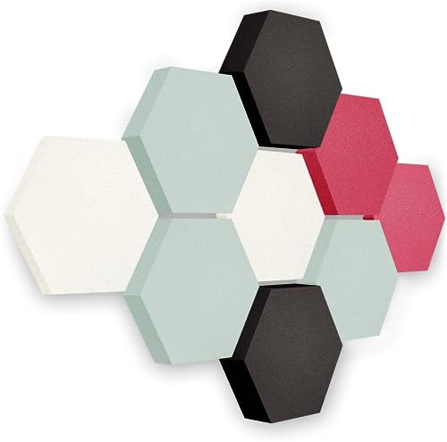 platino24 Akustikpaneele 9 Elemente Edition LOFT 3D I Ø 300mm Akustikplatten Schalldämmung Wand & Decke I Akustikschaum Schall-Absorber aus Basotect 30-70mm mit farbiger Akustikbeschichtung