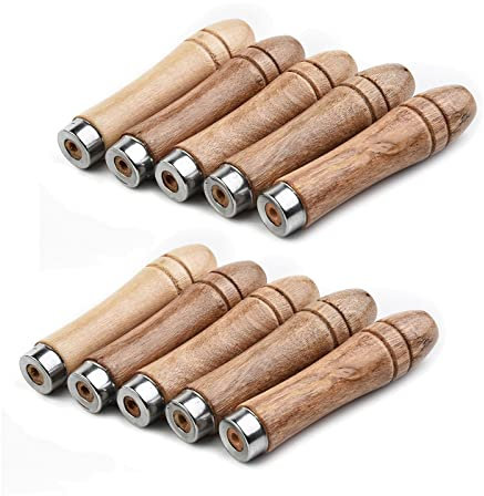 HpLive 10 Stück Feilenheft Feilengriff Holzfeile Griff Mit Starken MetallhalsbäNder für Feilen und Raspeln, Schreiner Werkzeugwartung, 90 mm Länge, für 4-6 Zoll Dateien Aller Formen