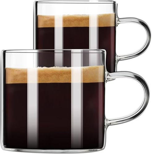 PARACITY Espresso Cups Set of 2, 120 ml Insulated Glass Espresso Shot Cups