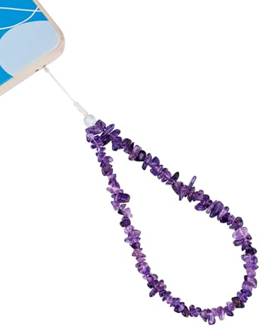 BEEFLYING Natural Gemstone Phone Lanyard Wrist Straps Quartz Chips | Beads Cellphone Charm, Wristlet Handmade Anti-Lost Phone Bracelet, for Keychain Bag Hanging Accessories