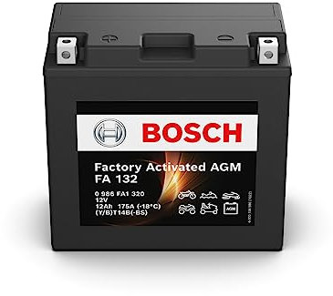 Bosch FA132 - Batería para Motocicletas AGM - 12V 175A 12Ah - Adecuada para motocicletas, motos de enduro, scooters, quads, motos de agua - Compatible M6020, BT14B-BS, BT14B