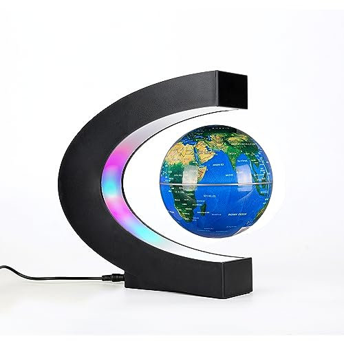 BEBEVOGUE Personalisierter, magnetischer schwebender Globus mit LED-Licht, schwebender Weltkugel, kabellose Beleuchtung, cooles Geburtstagsgeschenk, einzigartiges Geschenk für Erwachsene, Männer,