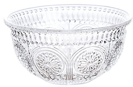 BESTonZON Bol Verre Transparent Exquis Saladier à Dessert avec Bord Lisse Bol De Cuisine Décoratif Facile à Nettoyer