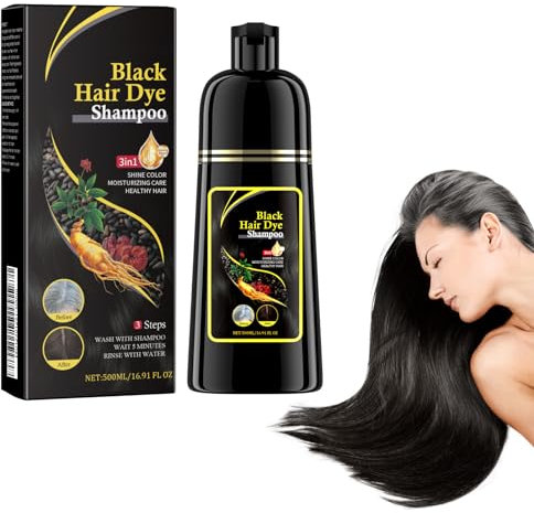 Dyceittdia Champú para el cabello, 500 ml, 3 en 1, champú alisador para cabellos teñidos, limpieza y reparación, negro, Magic Hair