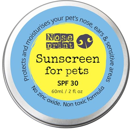 Noseprint SPF 15 eller SPF 30 solskyddsbalsam för husdjur 60 ml i burk | fuktgivande solskydd för hundar och katt, giftfri formel hund näsa balsam hund tass-balsam solskydd | hund solskydd (SPF 15)