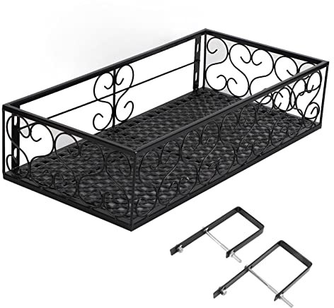 Hängendes Blumenregal aus Metall für Den Balkon, Blumenkorbregal, Blumentopfhalter, Pflanzenständer für die Dekoration von Gartenzäunen und Terrassen Im Freien(6.5cm Railings)