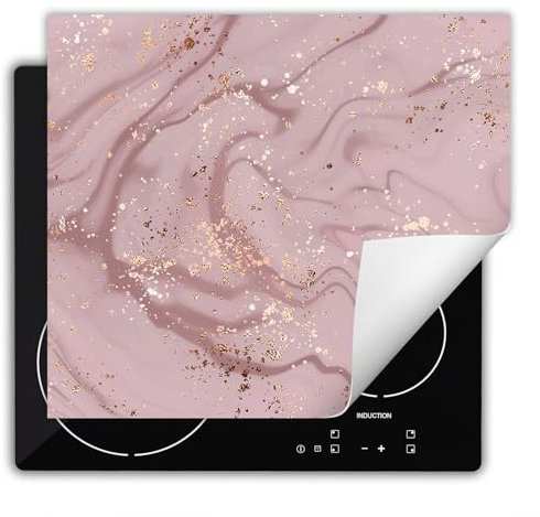 DarHaus Copri Piano Cottura Induzione 60x52 cm Coprifornelli Fornello Proteggi Tutto per la Cucina Fornelli - rosa - marmo