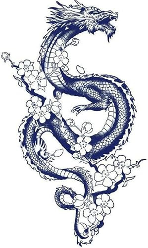 5 Pièces Imperméable À L'Eau Longue Durée Bras De Fleur Grande Image Dos Simulation Tatouage Semi-Permanent À Base De Plantes Dragon Totem Autocollant De Tatouage Temporaire