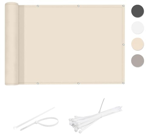Cool Area Pantalla Privacidad Balcón 70x500 cm Impermeable, Light Khaki