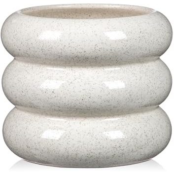 Arborus Keramik Blumentopf 13 cm Bubble Blumentopf Blumenübertopf | Wasserdicht Riffel Übertopf Klein Blumenkübel Pflanzkübel Gartentopf mit Entwässerungsloch Vase für Innen Außen Ästhetik Deko